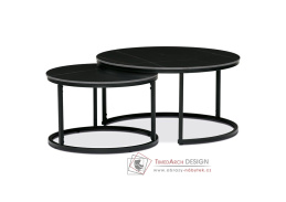 AHG-404 BK, konferenční stůl - sada 2ks, černá / keramická deska černozlatá