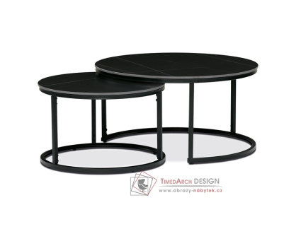 AHG-404 BK, konferenční stůl - sada 2ks, černá / keramická deska černozlatá