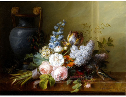 KO III-71 Cornelis van Spaendonck - Zátiší s kytici květin a ptákem