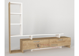 SHENDI, televizní stolek 2-dveřový s regálem, sapphire / bílá