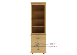 WK-117, vitrína 1-dveřová se 3-mi zásuvkami, borovicový masiv