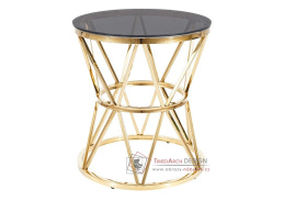 CLARK, konferenční stolek pr. 50cm, zlatá / kouřové sklo
