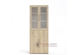 OFFICE 80400/102, knihovna prosklená, dub sonoma / sklo