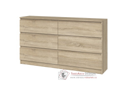 MALVÍNA M6, komoda se 6-ti zásuvkami 138-40cm, dub sonoma
