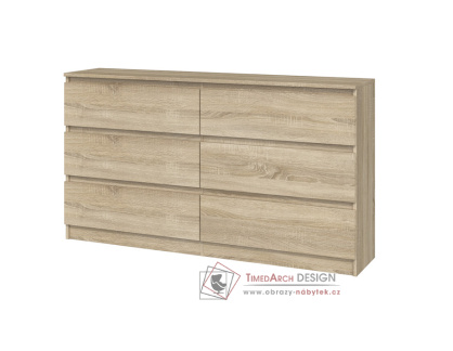 MALVÍNA M6, komoda se 6-ti zásuvkami 138-40cm, dub sonoma