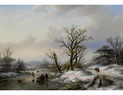 A-5414 Jan Jacob Spohler - Zimní krajina s postavami na zamrzlé řece