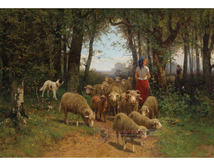 KO I-353 Gustav Ranzoni - Stádo ovcí s mladou pastýřkou