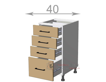 dolní skříňka se zásuvkami š.40, v.82, Modena LD31S4082, bílá/antracit