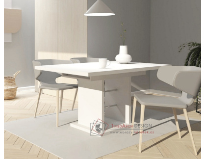 BRETONA, jídelní stůl rozkládací 150-188x90cm, bílá / chrom