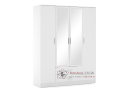 ROMEO, šatní skříň 4-dveřová se 2-mi zásuvkami 160cm, bílá / zrcadlo