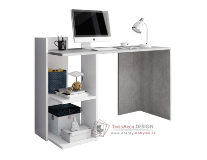 ANDREO, počítačový stůl, bílá / beton
