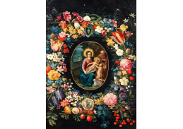 A-1407 Frans Francken - Svatá rodina s chlapcem Janem v květinové girlandě