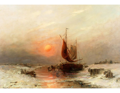 D-9322 Désiré Thomassin - Návrat rybářů při západu slunce