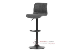 AUB-806 GREY3, barová židle, černá / látka šedý samet