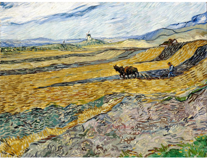 VR2-28 Vincent van Gogh - Rolník orající pole a mlýn