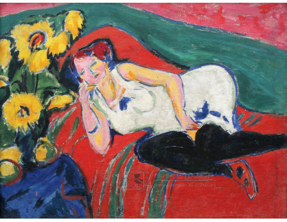 VELK 98 Ernst Ludwig Kirchner - Ležící žena v bílé košili