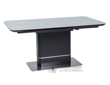 PALLAS, jídelní stůl rozkládací 160-210x90cm, leštěná ocel / černá / šedý mramor
