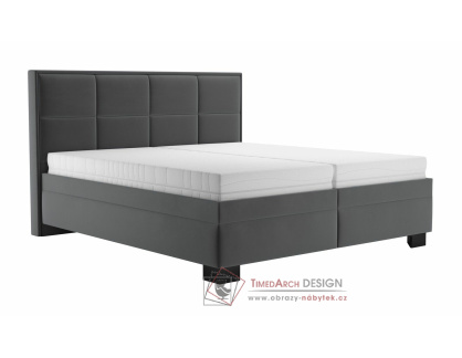 ELA, čalouněná postel 180x200cm, látka šedá / matrace IVANA PLUS