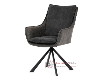 DCH-B1180 GREY2, jídelní otočné křeslo, černá / látka šedá