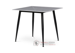 HT-398M GREY, jídelní stůl 80x80cm, černá / šedý mramor