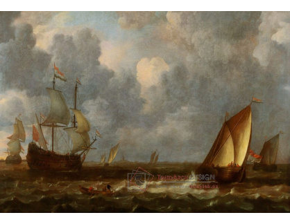 DDSO-1749 Lieve Verschuier - Lodě a veslice na neklidném moři u pobřeží