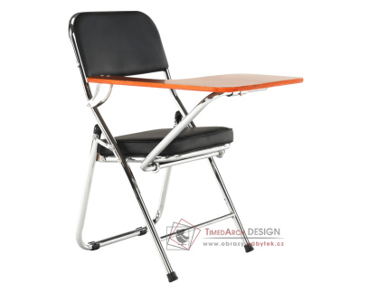 TEKER, konferenční židle, chrom / ekokůže černá / přírodní