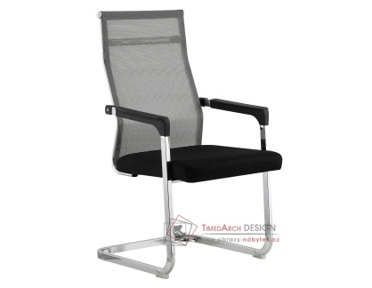 RIMALA NEW, konferenční židle, chrom / síťovina černá + šedá