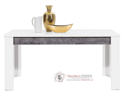 BRANDO B10, jídelní stůl rozkládací 160-200x90cm, bílá / beton