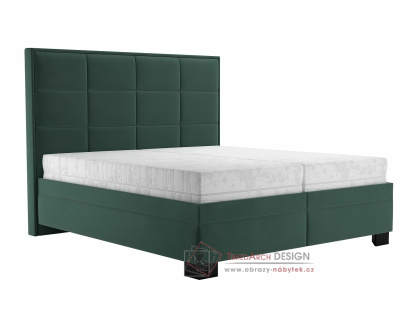 SABRINA, čalouněná postel 180x200cm, látka zelená / matrace IVANA DE LUXE