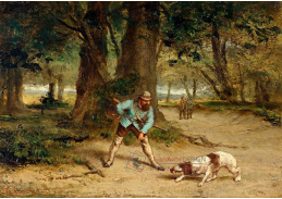 DDSO-3516 Gustave Courbet - Lovec se svým psem v lesní krajině