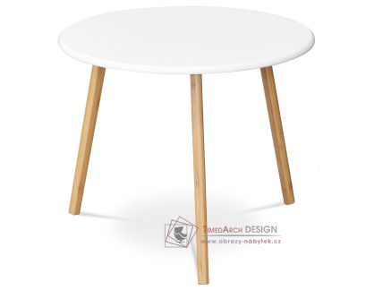 AF-1144 WT, konferenční stolek pr. 60cm, bambus přírodní / bílá