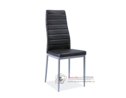 H-261 BIS, jídelní čalouněná židle, aluminium / ekokůže černá