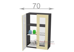 horní vysoká vitrína s odkapávačem š.70, v.92, Horizon WD7092G, grafit/šedý jíl