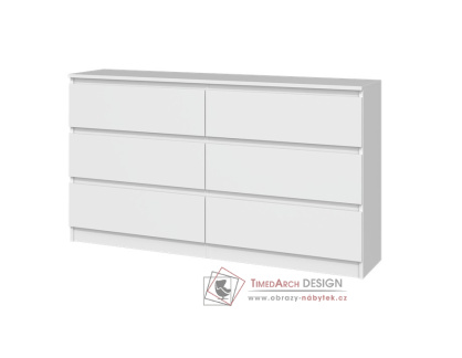 MALVÍNA M6, komoda se 6-ti zásuvkami 138-40cm, bílá