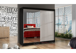 BAJA I, šatní skříň s posuvnými dveřmi 200cm, černá / bílá / zrcadlo