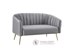 BAGY, designová pohovka - 2-křeslo, gold chrom zlatý / látka velvet šedá
