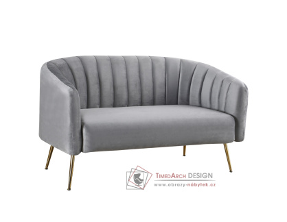 BAGY, designová pohovka - 2-křeslo, gold chrom zlatý / látka velvet šedá