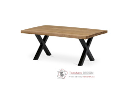 KS-F110X DUB, konferenční stůl 110x70cm, černá / dubový masiv