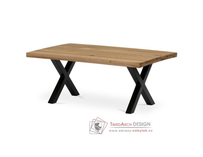 KS-F110X DUB, konferenční stůl 110x70cm, černá / dubový masiv