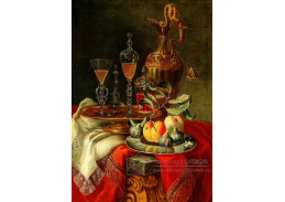 D-9196 Neznámý autor - Zátiší s ovocem, pozlaceným a stříbrným džbánem na stole