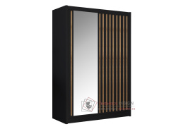 LADDER, šatní skříň s posuvnými dveřmi 150cm, černá /dub craft / zrcadlo