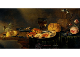 A-1507 Alexander Adriaenssen - Zátiší s růžemi, džbán, bochník chleba, naplněná sklenice na víno