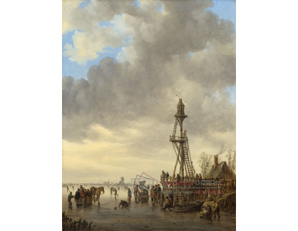 A-2659 Jan van Goyen - Scéna na ledě poblíž dřevěné vyhlídkové věže