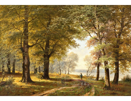 A-7456 Jacobus Johannes van Poorten - Podzimní lesní cesta s postavou
