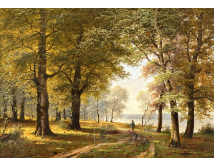 A-7456 Jacobus Johannes van Poorten - Podzimní lesní cesta s postavou