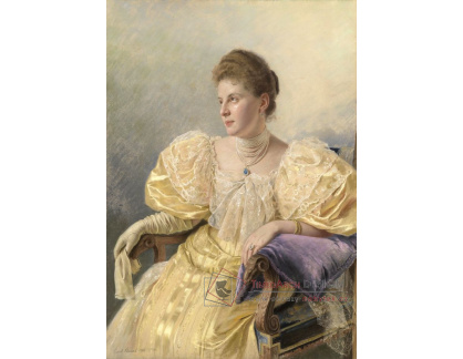 XV-287 Carl Bunzl - Portrét elegantní dámy ve žlutých šatech