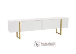 SERENITY, televizní stolek 2-dveřový, zlatá / bílá
