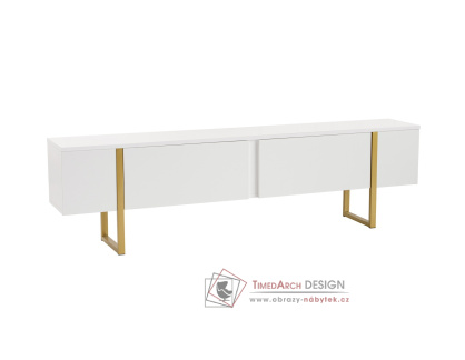 SERENITY, televizní stolek 2-dveřový, zlatá / bílá