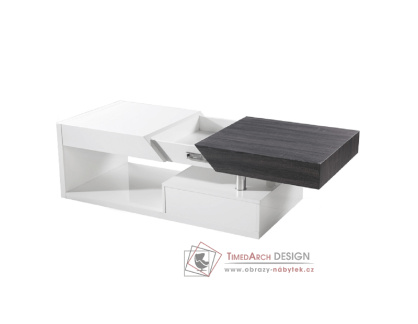 MELIDE, konferenční stolek 120x60cm, bílý lesk / černý