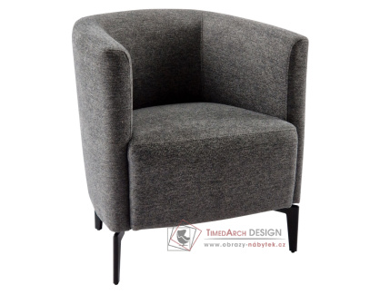 KAPY, designové čalouněné křeslo, černá / látka Matana 04 šedá